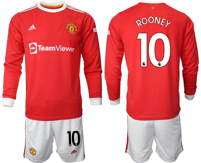 Men 2021-2022 Club Manchester united home red Long Sleeve #10 Soccer Jerseys->manchester united jersey->Soccer Club Jersey